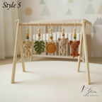 Handmade Cat Baby Gym | Wooden Baby Play Gym with Crochet Kitten Toys | Montessori Baby Activity Gym | Neutral Nursery Decor | Baby Gift