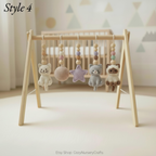 Handmade Cat Baby Gym | Wooden Baby Play Gym with Crochet Kitten Toys | Montessori Baby Activity Gym | Neutral Nursery Decor | Baby Gift