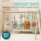 Handmade Cat Baby Gym | Wooden Baby Play Gym with Crochet Kitten Toys | Montessori Baby Activity Gym | Neutral Nursery Decor | Baby Gift