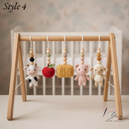 Handmade Custom Farm Theme Baby Gym, Wooden Baby Play Gym with Crochet Farm Animals, Montessori Activity Gym, Neutral Nursery Decor, Baby Shower Gift