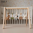 Handmade Custom Farm Theme Baby Gym, Wooden Baby Play Gym with Crochet Farm Animals, Montessori Activity Gym, Neutral Nursery Decor, Baby Shower Gift