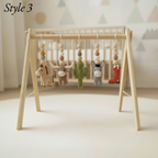 Western Baby Gym Wooden Play Gym with Crochet Cow Horse Cactus and Cowboy Boot | Montessori Baby Activity Gym | Western Nursery Decor