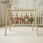 Western Baby Gym Wooden Play Gym with Crochet Cow Horse Cactus and Cowboy Boot | Montessori Baby Activity Gym | Western Nursery Decor
