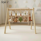 Western Baby Gym Wooden Play Gym with Crochet Cow Horse Cactus and Cowboy Boot | Montessori Baby Activity Gym | Western Nursery Decor