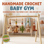 Western Baby Gym Wooden Play Gym with Crochet Cow Horse Cactus and Cowboy Boot | Montessori Baby Activity Gym | Western Nursery Decor