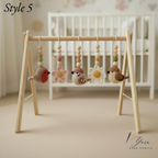 Celestial Bird Baby Gym, Wooden Play Gym with Crochet Birds, Tulip Moon & Star, Montessori Baby Activity Gym, Neutral Boho Nursery Decor, Baby Shower Gift
