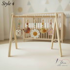 Celestial Bird Baby Gym, Wooden Play Gym with Crochet Birds, Tulip Moon & Star, Montessori Baby Activity Gym, Neutral Boho Nursery Decor, Baby Shower Gift
