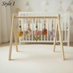 Celestial Bird Baby Gym, Wooden Play Gym with Crochet Birds, Tulip Moon & Star, Montessori Baby Activity Gym, Neutral Boho Nursery Decor, Baby Shower Gift