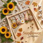 Sunflower Bird Baby Gym, Wooden Play Gym with Crochet Birds & Sunflower, Montessori Baby Gym, Boho Nursery Decor, Neutral Baby Shower Gift