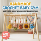Sunflower Bird Baby Gym, Wooden Play Gym with Crochet Birds & Sunflower, Montessori Baby Gym, Boho Nursery Decor, Neutral Baby Shower Gift