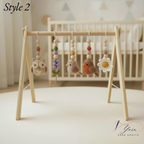 Sunflower Bird Baby Gym, Wooden Play Gym with Crochet Birds & Sunflower, Montessori Baby Gym, Boho Nursery Decor, Neutral Baby Shower Gift