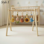 Sunflower Bird Baby Gym, Wooden Play Gym with Crochet Birds & Sunflower, Montessori Baby Gym, Boho Nursery Decor, Neutral Baby Shower Gift