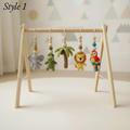 Handmade Safari Baby Play Gym Toys | Custom Jungle Animal Crochet Set | Montessori Wooden Baby Activity Gym | Nursery Decor Gift