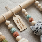 Cat Baby Gym Gift Set, Crochet Kitten Wooden Play Gym, Montessori Cat Theme Nursery Decor, Baby Shower Gift Bundle, Handmade Baby Toy