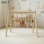 Handmade Puppy Baby Gym, Wooden Baby Play Gym with Crochet Dog Toys, Montessori Activity Gym, Neutral Nursery Decor, Baby Shower Gift