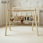 Handmade Puppy Baby Gym, Wooden Baby Play Gym with Crochet Dog Toys, Montessori Activity Gym, Neutral Nursery Decor, Baby Shower Gift