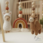 Custom Llama Baby Play Gym, Handmade Wooden Montessori Baby Gym with Crochet Toys, Boho Nursery Decor, Neutral Baby Shower Gift