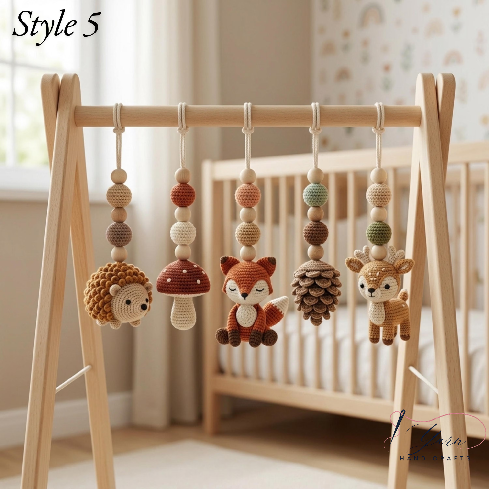 Woodland Baby Play Gym, Crochet Forest Animal Baby Gym, Wooden Montessori Activity Gym, Neutral Nursery Decor, Baby Shower Gift