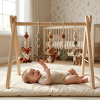 Woodland Baby Play Gym, Crochet Forest Animal Baby Gym, Wooden Montessori Activity Gym, Neutral Nursery Decor, Baby Shower Gift
