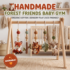 Woodland Baby Play Gym, Crochet Forest Animal Baby Gym, Wooden Montessori Activity Gym, Neutral Nursery Decor, Baby Shower Gift