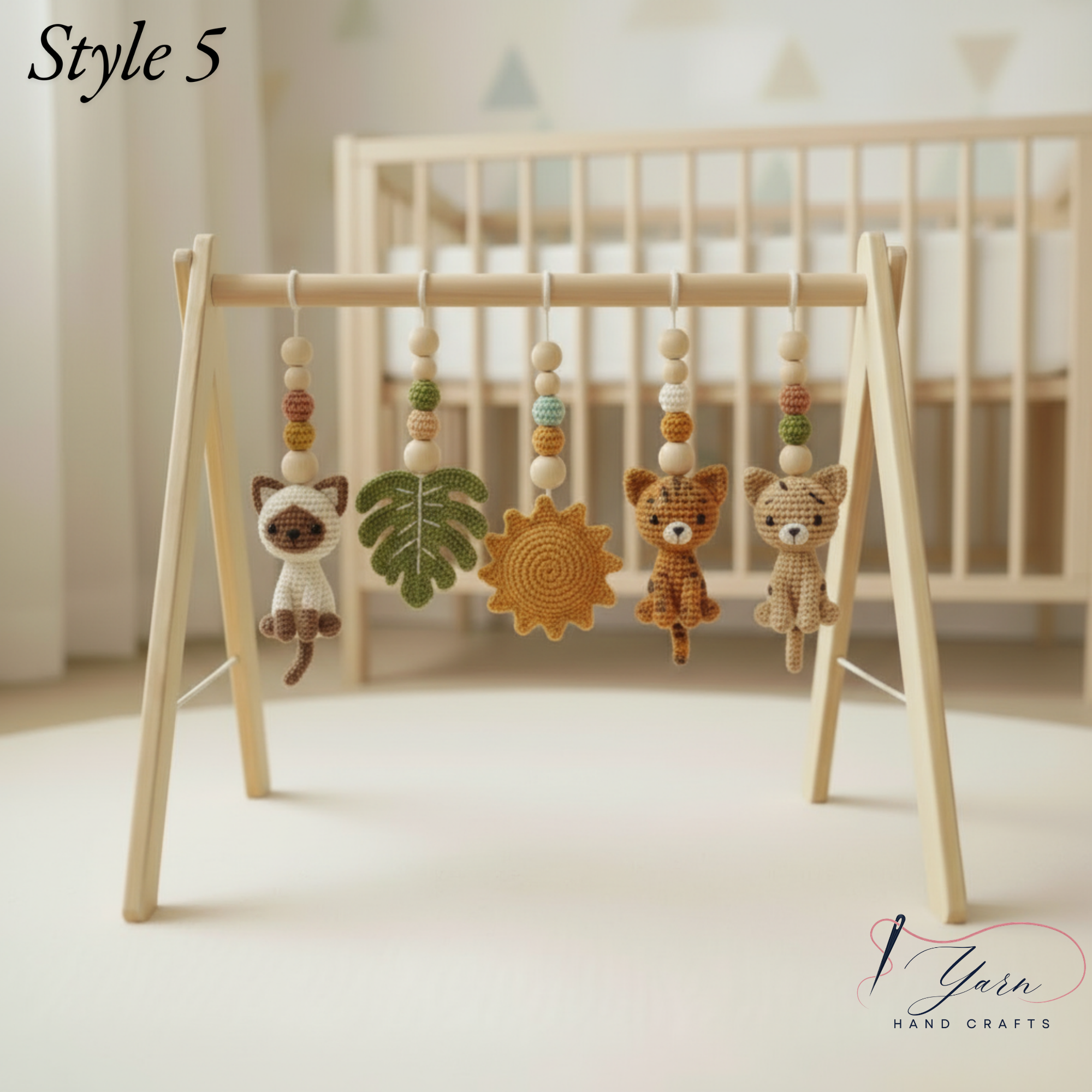Custom Cat Baby Gym, Personalized Wooden Play Gym, Crochet Kitten Baby Toys, Cat Lover Nursery Decor, Montessori Baby Gift, Handmade Baby Shower Gift
