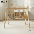 Custom Cat Baby Gym, Wooden Play Gym with Crochet Kitten Toys, Montessori Activity Gym, Cat Nursery Decor, Personalized Baby Shower Gift