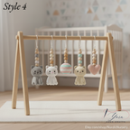 Custom Cat Baby Gym, Wooden Play Gym with Crochet Kitten Toys, Montessori Activity Gym, Cat Nursery Decor, Personalized Baby Shower Gift