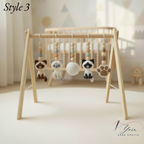Custom Cat Baby Gym, Wooden Play Gym with Crochet Kitten Toys, Montessori Activity Gym, Cat Nursery Decor, Personalized Baby Shower Gift