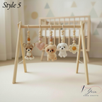 Handmade Puppy Baby Gym, Wooden Baby Play Gym with Crochet Dog Toys, Montessori Activity Gym, Neutral Nursery Decor, Baby Shower Gift