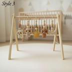 Handmade Puppy Baby Gym, Wooden Baby Play Gym with Crochet Dog Toys, Montessori Activity Gym, Neutral Nursery Decor, Baby Shower Gift