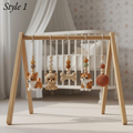 Handmade Puppy Baby Gym, Wooden Baby Play Gym with Crochet Dog Toys, Montessori Activity Gym, Neutral Nursery Decor, Baby Shower Gift