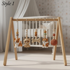 Handmade Puppy Baby Gym, Wooden Baby Play Gym with Crochet Dog Toys, Montessori Activity Gym, Neutral Nursery Decor, Baby Shower Gift