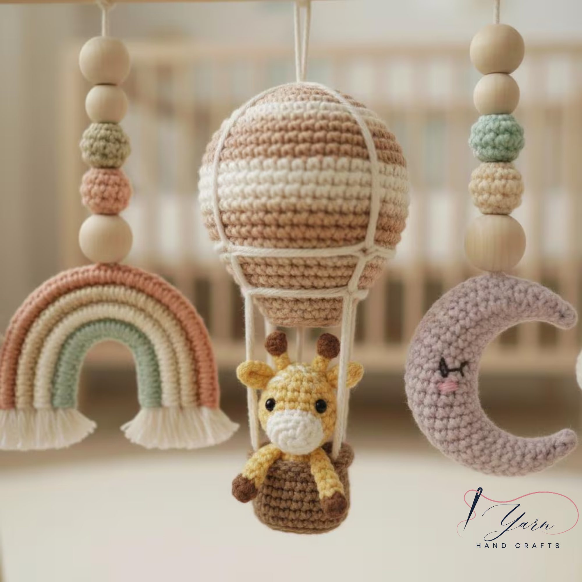 Handmade Baby Play Gym Toys | Custom Crochet Safari Baby Gym Hanging Toys | Montessori Wooden Baby Gym Set | Neutral Nursery Decor | Baby Gift