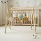 Handmade Baby Play Gym Toys | Custom Crochet Safari Baby Gym Hanging Toys | Montessori Wooden Baby Gym Set | Neutral Nursery Decor | Baby Gift