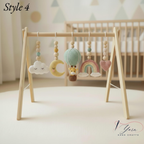 Handmade Baby Play Gym Toys | Custom Crochet Safari Baby Gym Hanging Toys | Montessori Wooden Baby Gym Set | Neutral Nursery Decor | Baby Gift