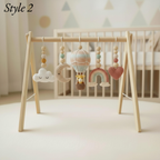 Handmade Baby Play Gym Toys | Custom Crochet Safari Baby Gym Hanging Toys | Montessori Wooden Baby Gym Set | Neutral Nursery Decor | Baby Gift