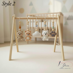 Puppy Baby Gym, Wooden Play Gym with Crochet Dog Bone Paw Print Toys, Montessori Activity Frame, Dog Lover Nursery Decor, Baby Shower Gift