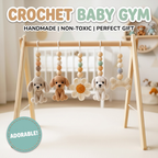 Puppy Baby Gym, Wooden Play Gym with Crochet Dog Bone Paw Print Toys, Montessori Activity Frame, Dog Lover Nursery Decor, Baby Shower Gift