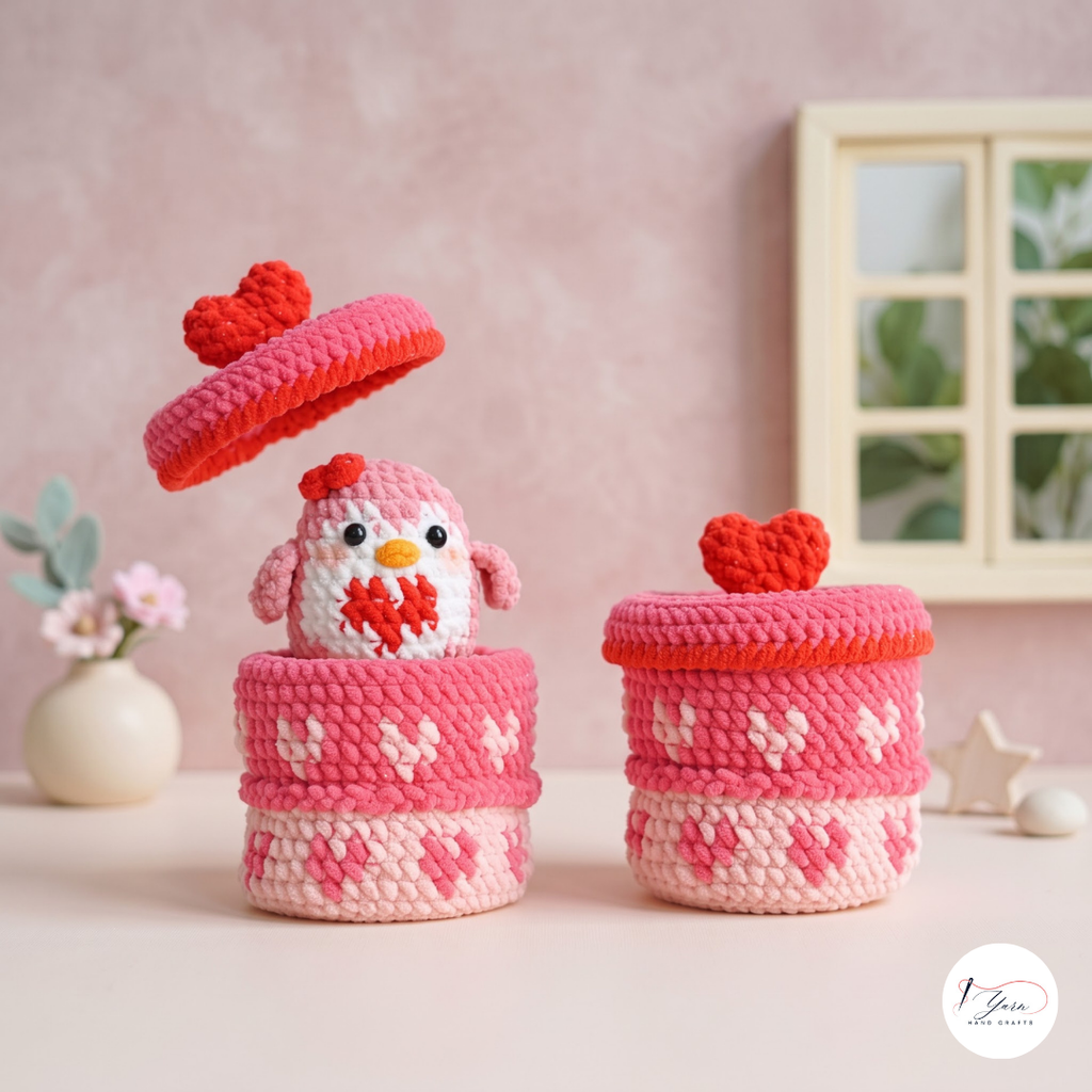 Valentine Penguin Crochet Pattern Bundle PDF, Angel Penguin Gift Box Amigurumi