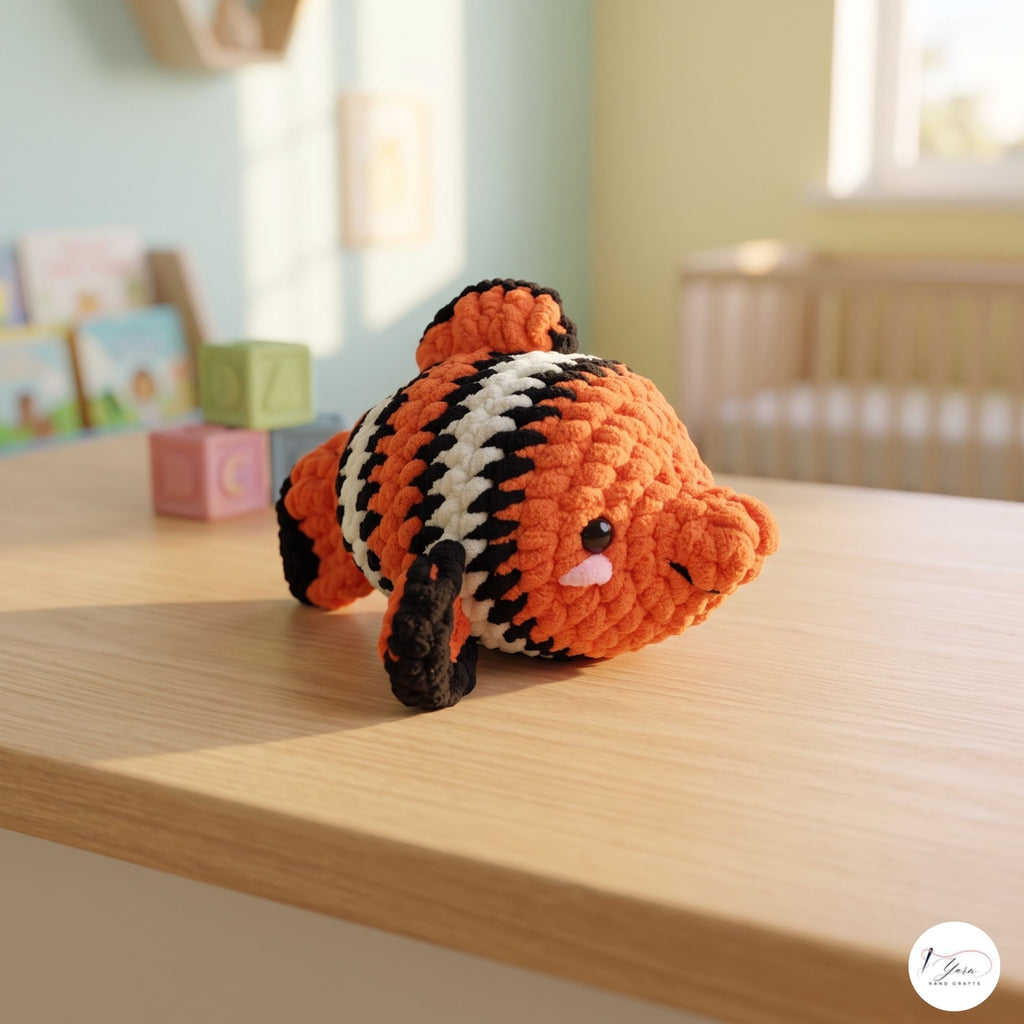 Handmade Crochet Koi Fish Plush, Orange Black White Amigurumi Carp, Soft Fish Stuffed Animal, Japanese Koi Gift, Pond Lover Decor