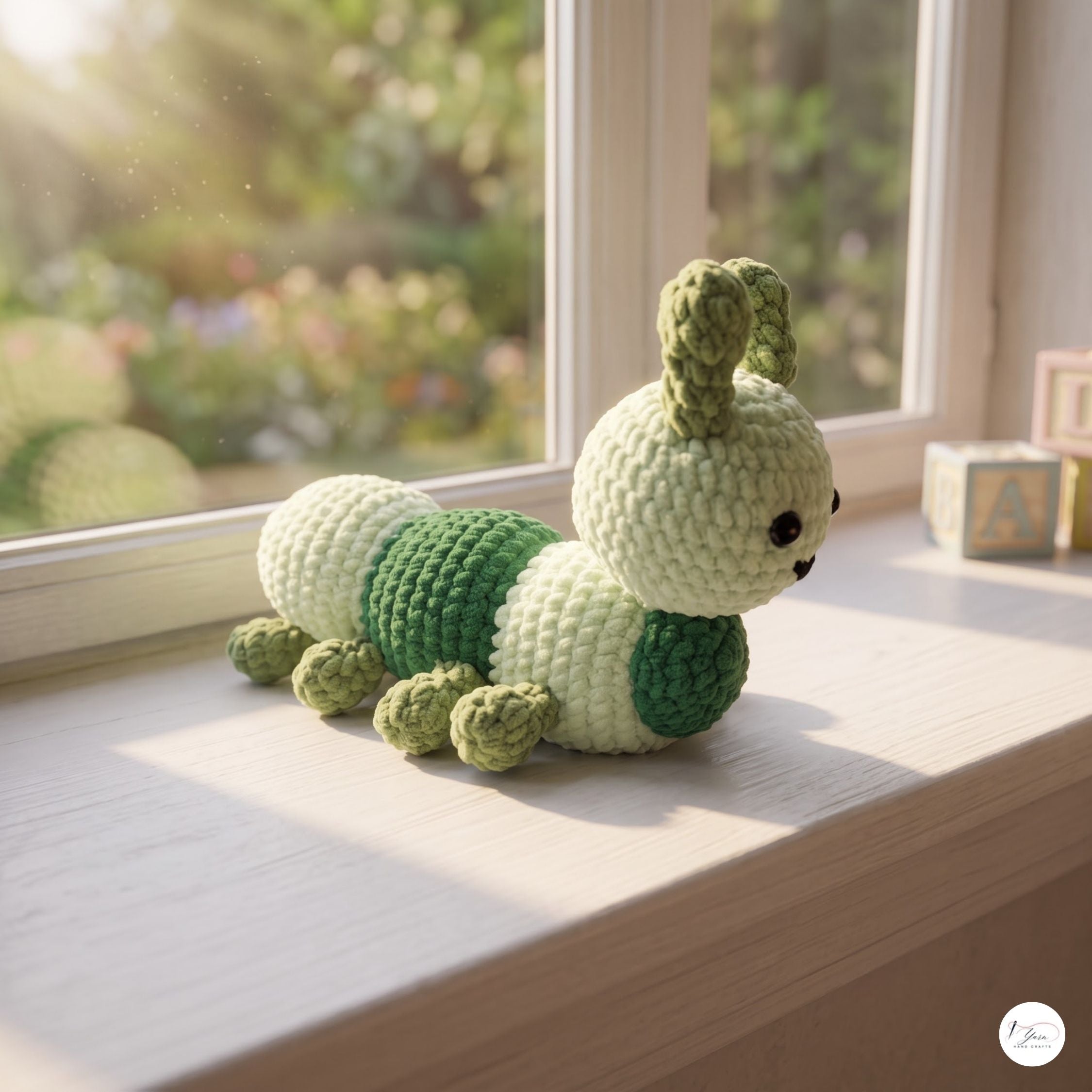 Crochet Caterpillar Plush, Handmade Green Amigurumi Bug, Soft Stuffed Insect Toy, Caterpillar Lover Gift, Nursery Decor