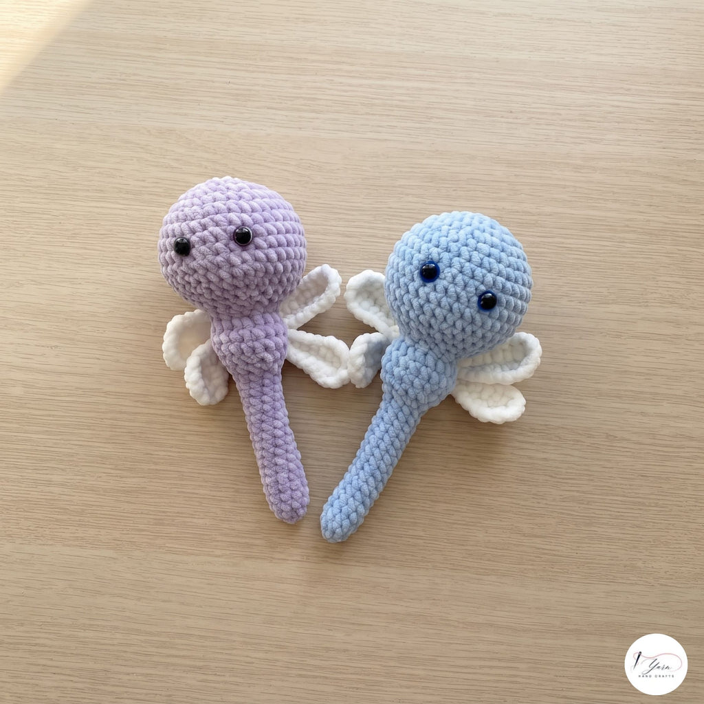 Set of 4 Crochet Fairy Rattles, Handmade Pastel Amigurumi Baby Toys, Soft Sensory Rattle Gift Set, Baby Shower Gift, Nursery Decor