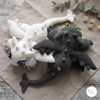 Black and White Dragon Crochet Pattern PDF, Large Fantasy Amigurumi Plush