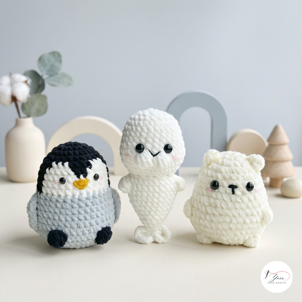 Arctic Animal Crochet Pattern Bundle PDF, Seal Penguin and Polar Bear Amigurumi