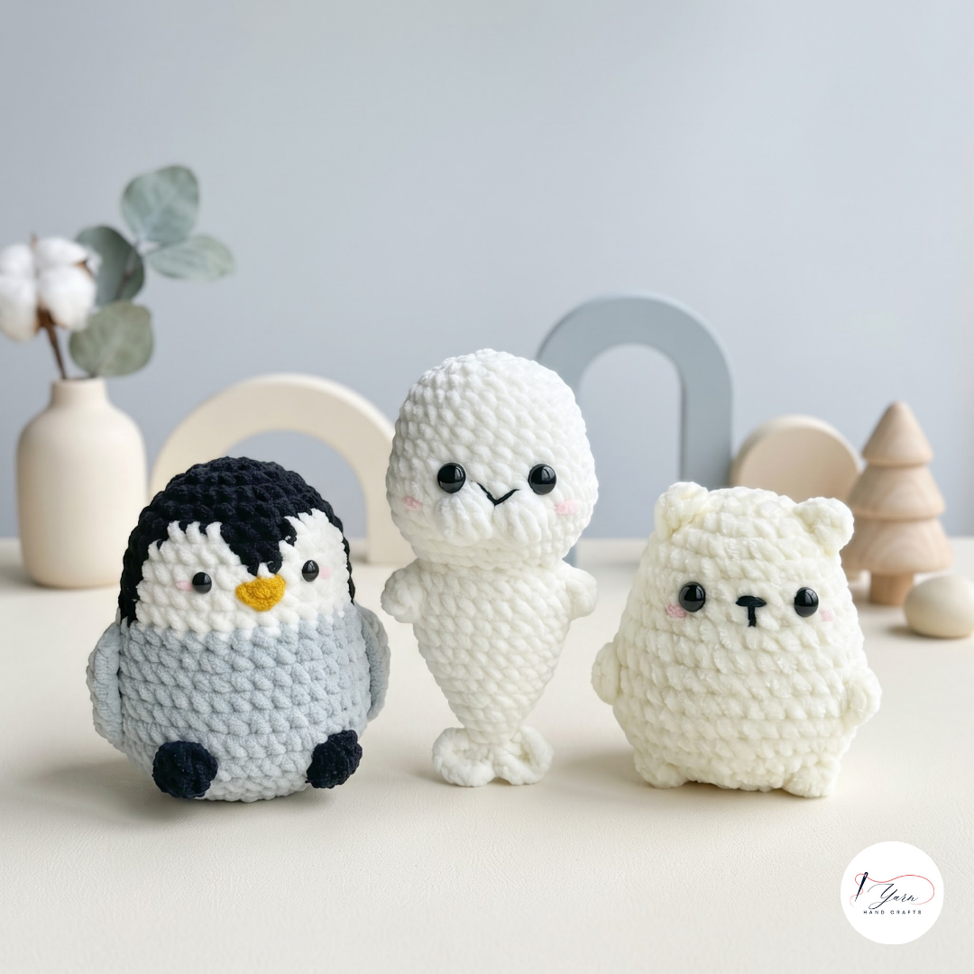 Arctic Animal Crochet Pattern Bundle PDF, Seal Penguin and Polar Bear Amigurumi