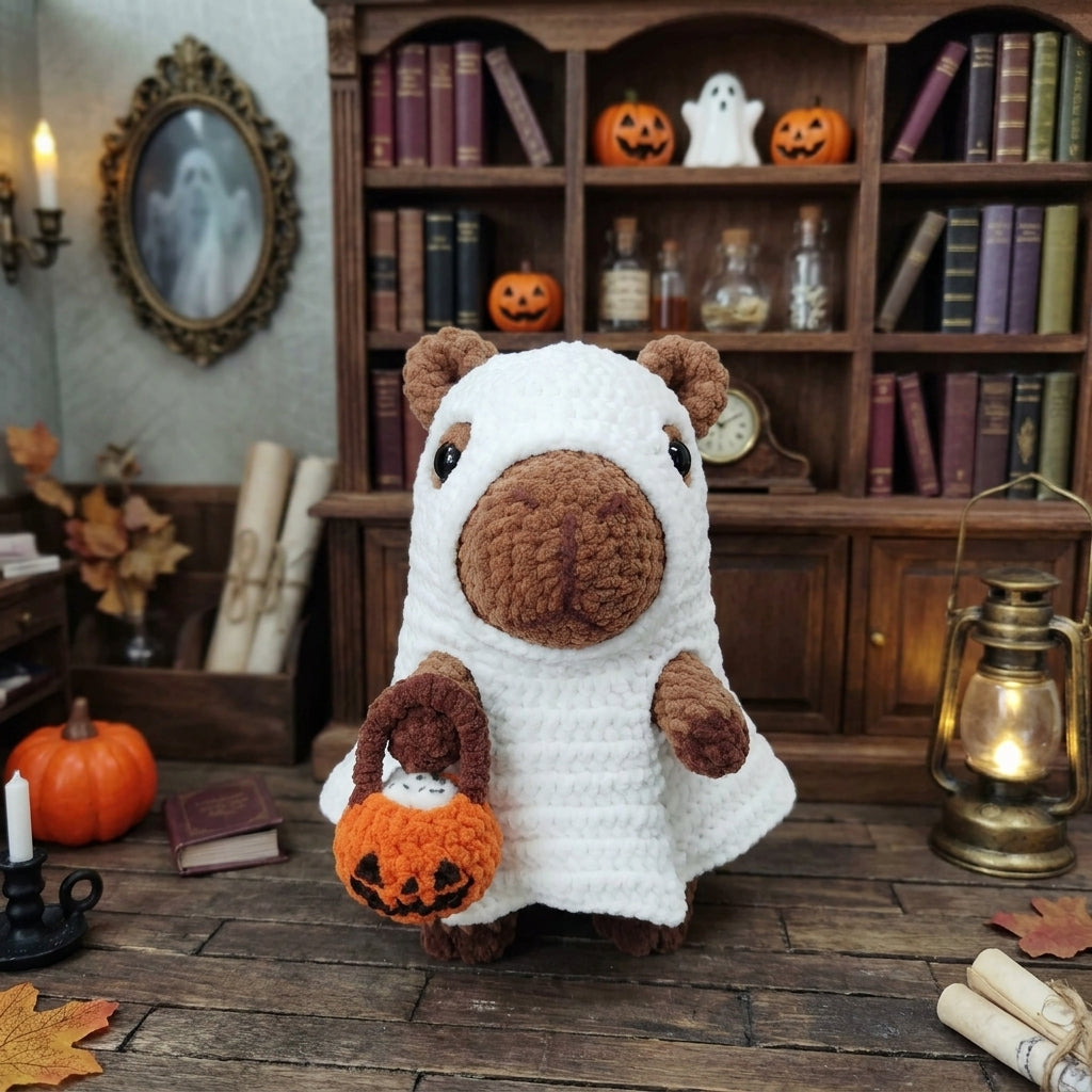 Ghost Capybara Crochet Pattern PDF – Halloween Amigurumi Plush