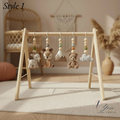 Handmade Custom Baby Gym, Wooden Montessori Play Gym with Crochet Forest Animals, Neutral Nursery Decor, Baby Shower Gift