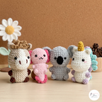 Cute Animal Crochet Pattern Bundle PDF, Koala Horse Unicorn and Axolotl
