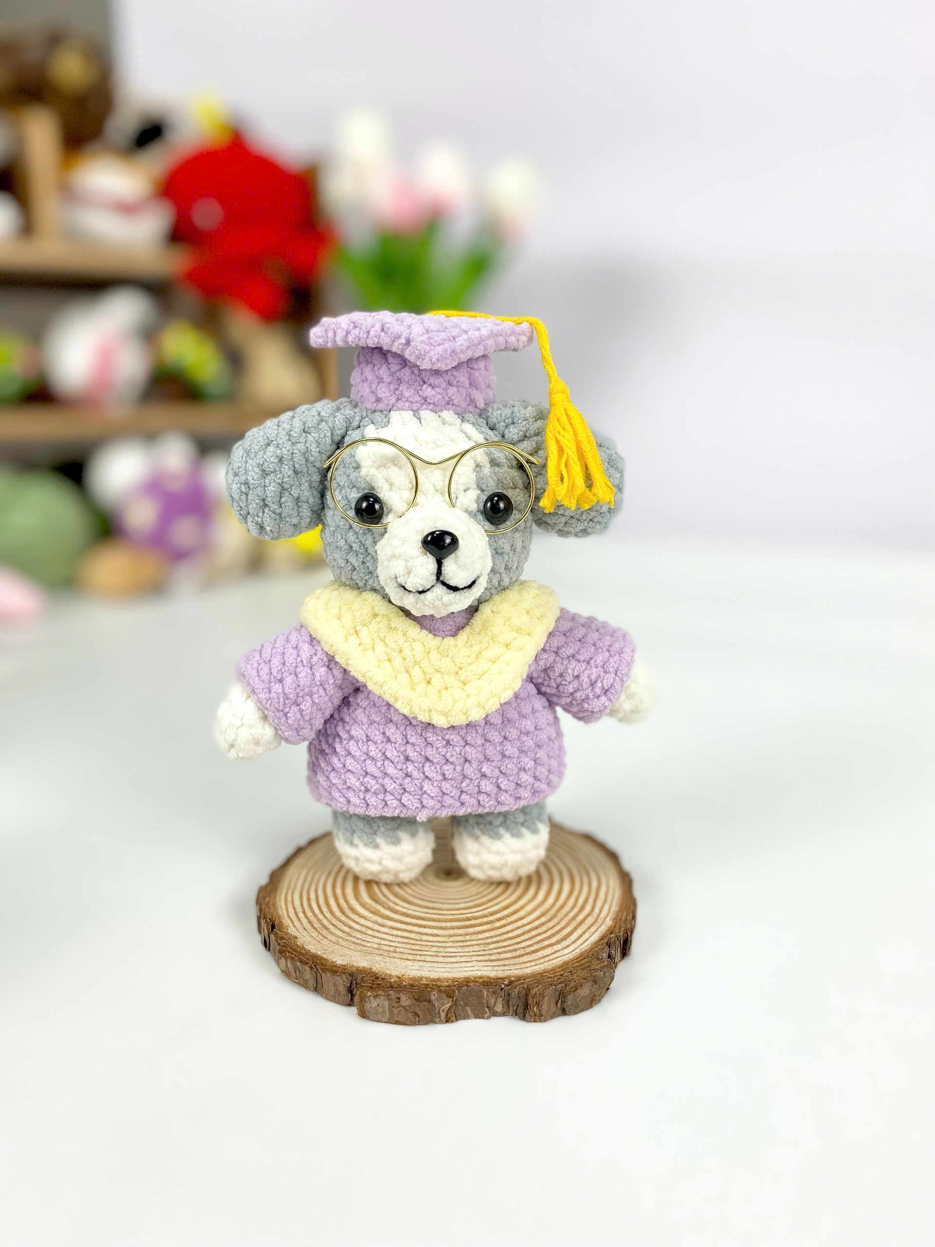 Bachelor Dog Crochet Pattern: Amigurumi Graduation Puppy Toy (PDF Pattern)