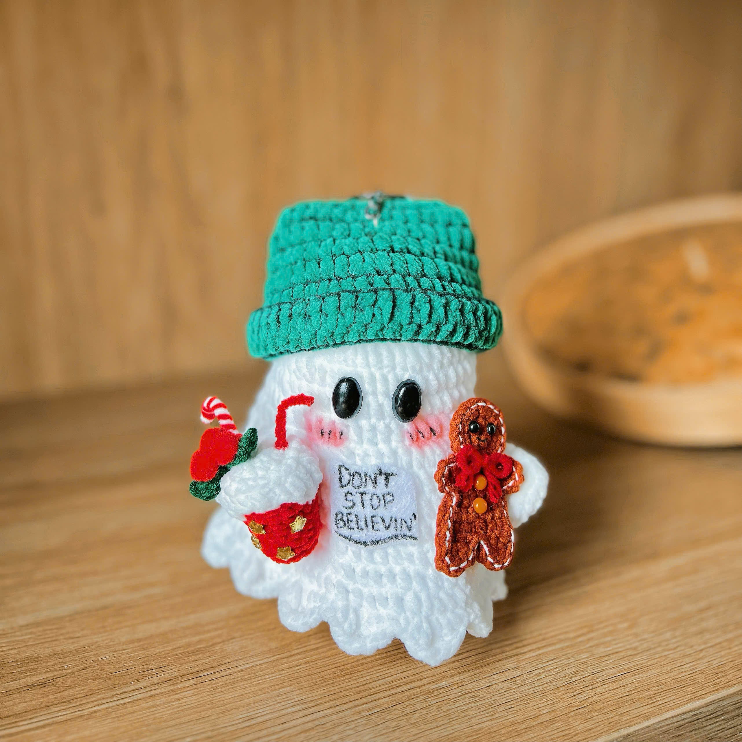 Gingerbread Ghost Crochet Pattern PDF, Christmas Ghost Amigurumi Tutorial, Cute Holiday Ornament